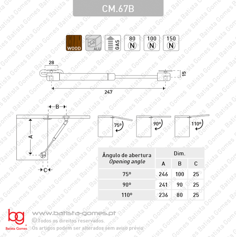 Compasso de eleva��o com amortecedor a g�s para portas de arm�rio